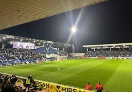 Imagen del tifo que ha desplegado la afición de Unionistas en el Reina Sofía.