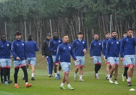 La plantilla del Salamanca UDS en la sesión de entrenamiento del pasado viernes en el anexo al Tori.