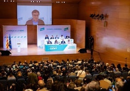 El presidente de Junts, Carles Puigdemont, en intervención telemática ante el Consell Nacional de su partido reunido en Vila-seca (Tarragona), a 14 de diciembre de 2024