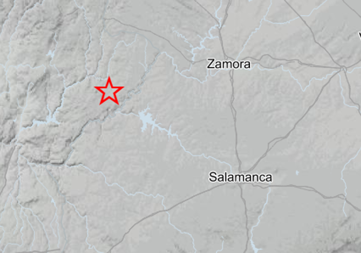 Mapa del IGN donde se puede observar el epicentro del terremoto marcado con una estrella roja.