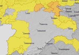 El mapa de la AEMET donde se reflejan las zonas en aviso naranja y amarillo.