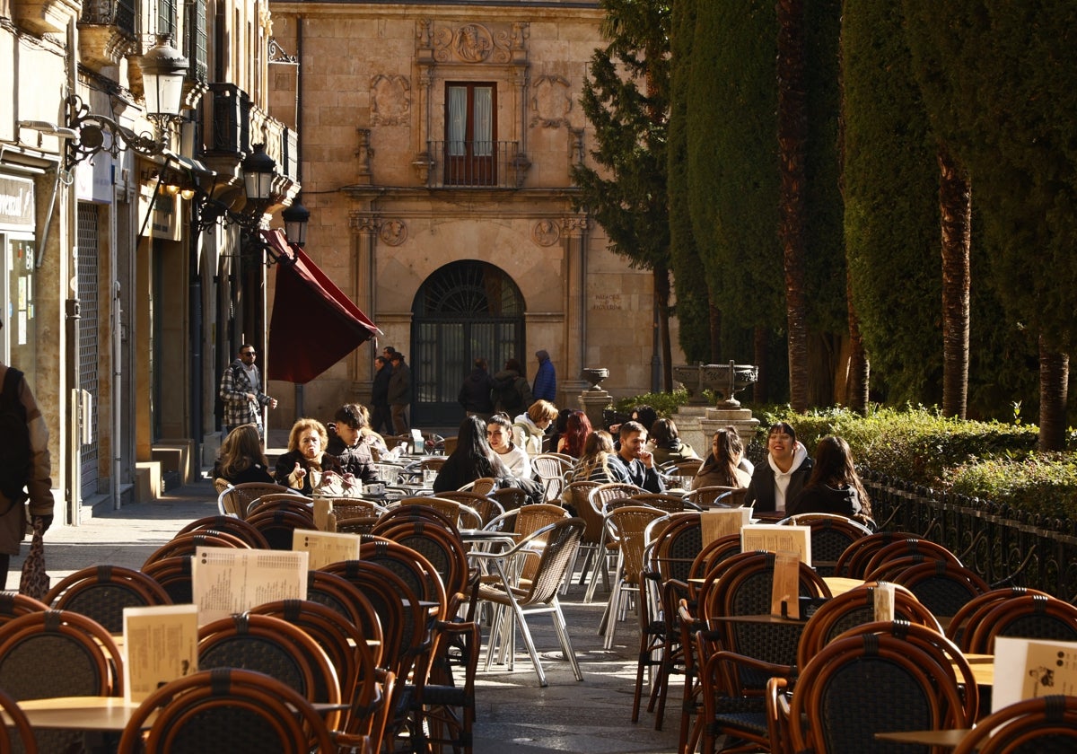 Una terraza del centro este viernes.