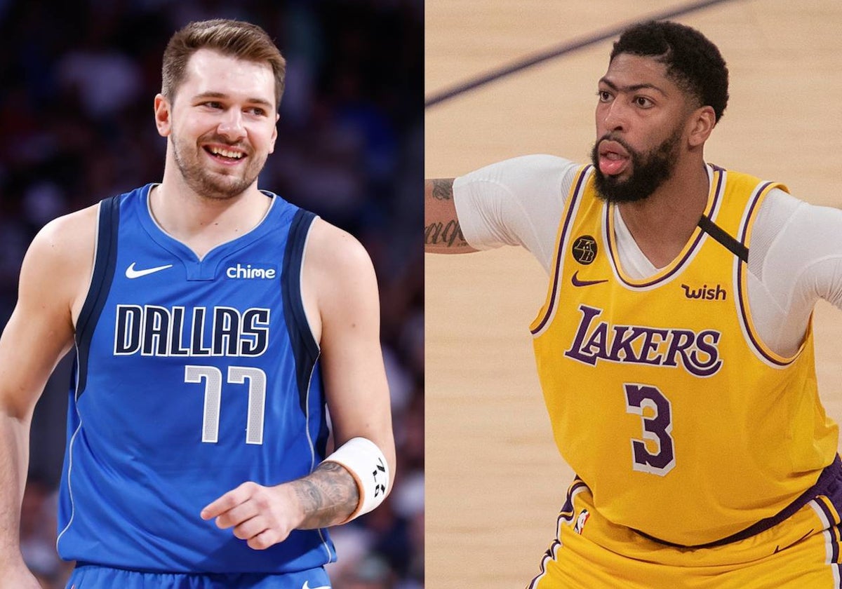 Los jugadores de baloncesto Luka Doncic y Anthony Davis.
