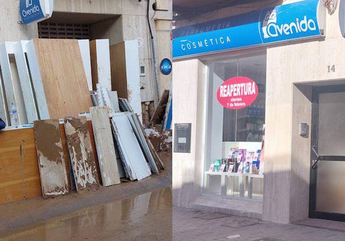 Antes y después de la tienda de Perfumerías Avenida en Aldaia, Valencia.