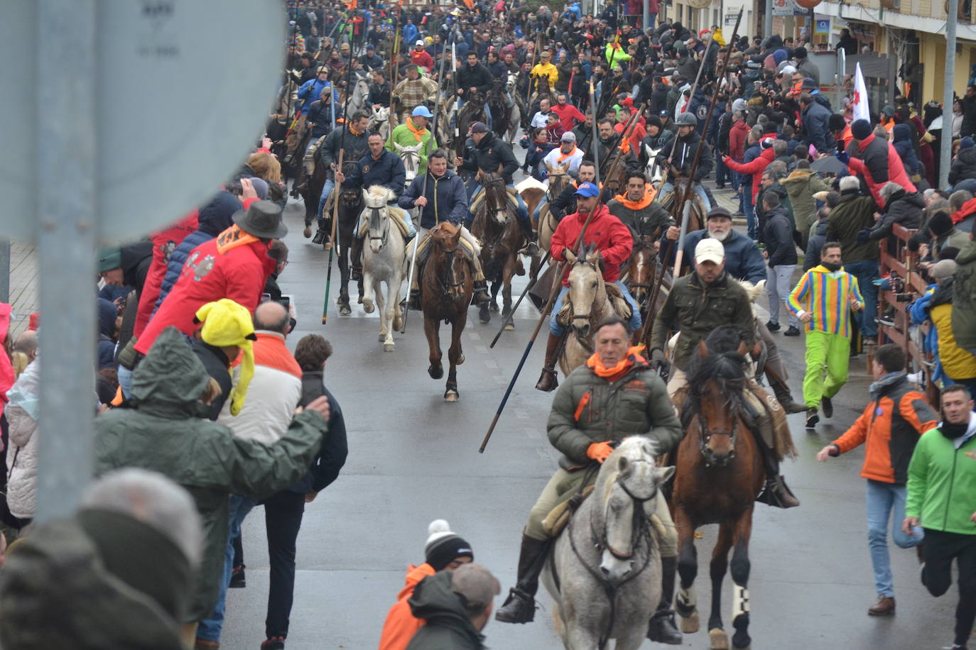 Tumultuoso encierro a caballo en el Carnaval del Toro de Ciudad Rodrigo