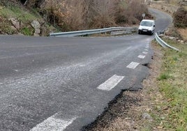 Imagen del tramo de la carretera entre Béjar y Sanchotello.