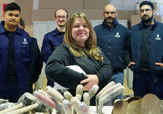 Ana Mª Iglesias Borrego, en el taller de Albañilería del CEFOL.