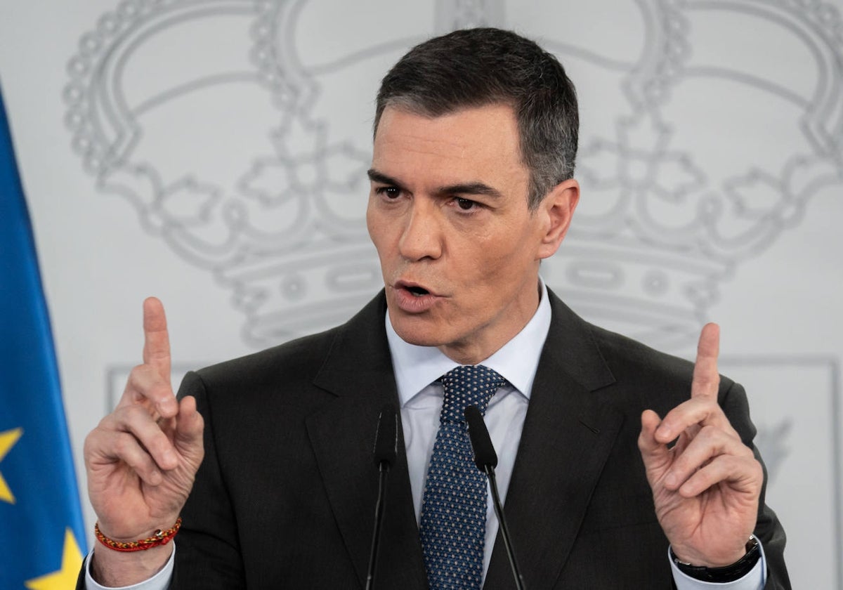 Pedro Sánchez durante una rueda de prensa