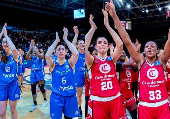 Las jugadoras de Avenida y Zaragoza celebran sus triunfos.