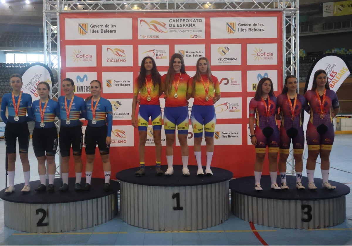 Naiara Vaquero y Lucía Bautista, en el podio del Nacional de Pista con Castilla y León