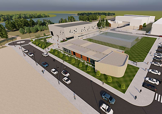 Infografía del primer edificio del Centro de Emprendimiento en la avenida de La Serna de Santa Marta.