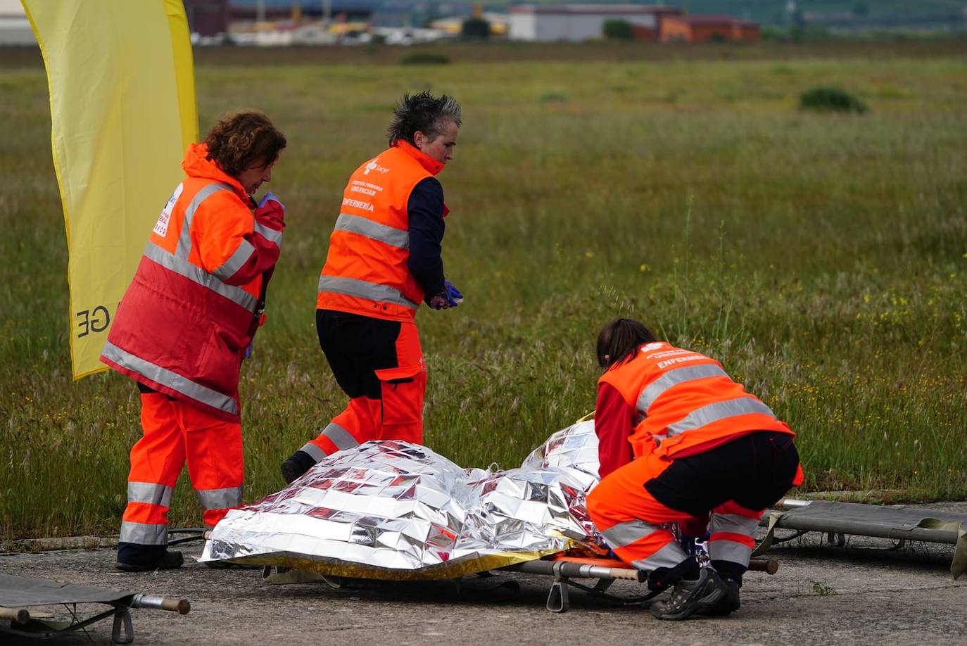 El simulacro de accidente aéreo en Matacán, en imágenes
