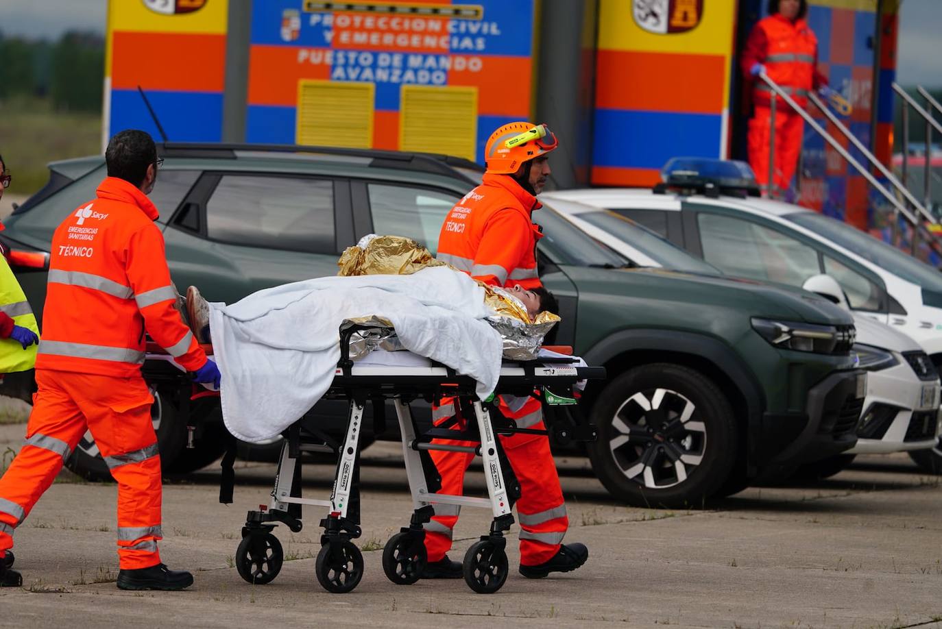 El simulacro de accidente aéreo en Matacán, en imágenes