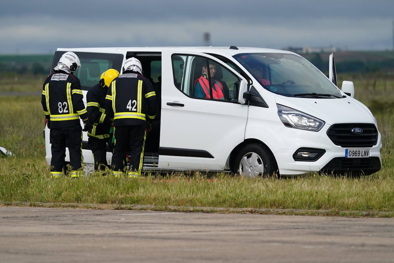 El simulacro de accidente aéreo en Matacán, en imágenes