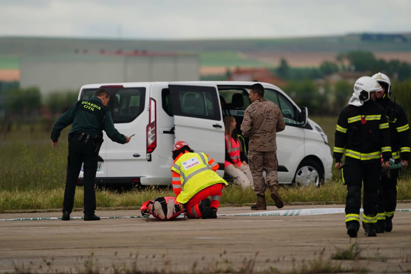 El simulacro de accidente aéreo en Matacán, en imágenes