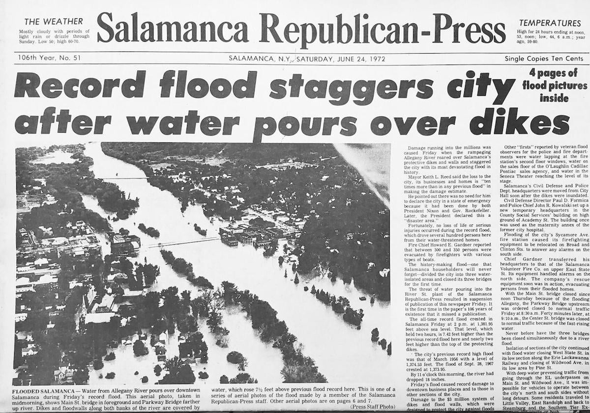 Imagen principal - Salamanca NY, tras la inundación de 1972.
