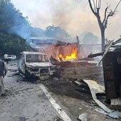 Una vista de las casas destrozadas en Kashmir Norte.