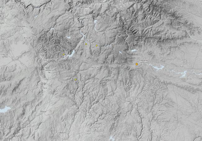 Mapa elaborado por el Instituto Geográfico Nacional este sábado con los terremotos ocurridos en los últimos 10 días.