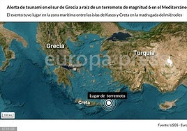 Imagen del mapa con la zona del terremoto señalda.