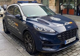 Un vehículo de la Policía Nacional frente a los Juzgados de Salamanca.