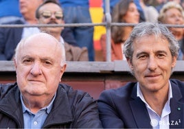 Luis Uranga y José Ignacio Sánchez, en el burladero de Las Ventas.