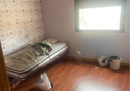 Estado de la habitación en la que la mujer habría vivido un auténtico infierno.