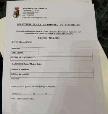 Primer formulario que de entregó a las madres.