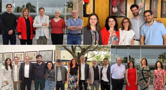 Los elegidos como nuevos decanos posan junto a los integrantes de sus equipos.