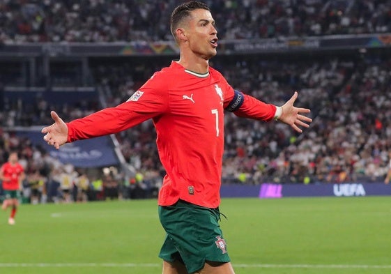 Cristiano celebra su tanto en Alemania.