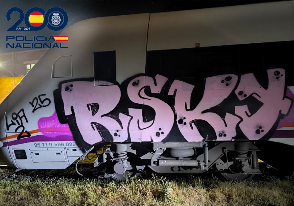 Detenidos dos jóvenes tras ser pillados con la ropa llena de pintura tras hacer grafitis en un tren en Salamanca