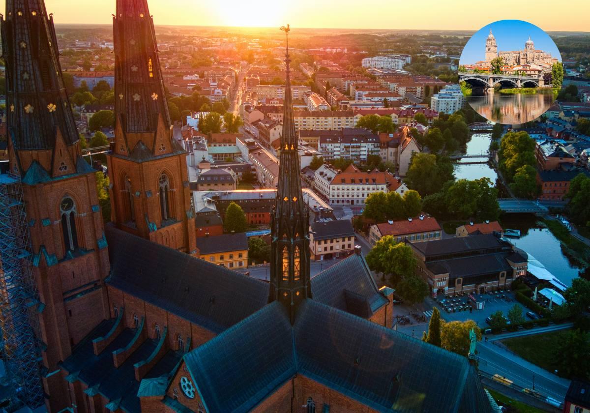 Vista aérea de la ciudad de Uppsala (Suecia).