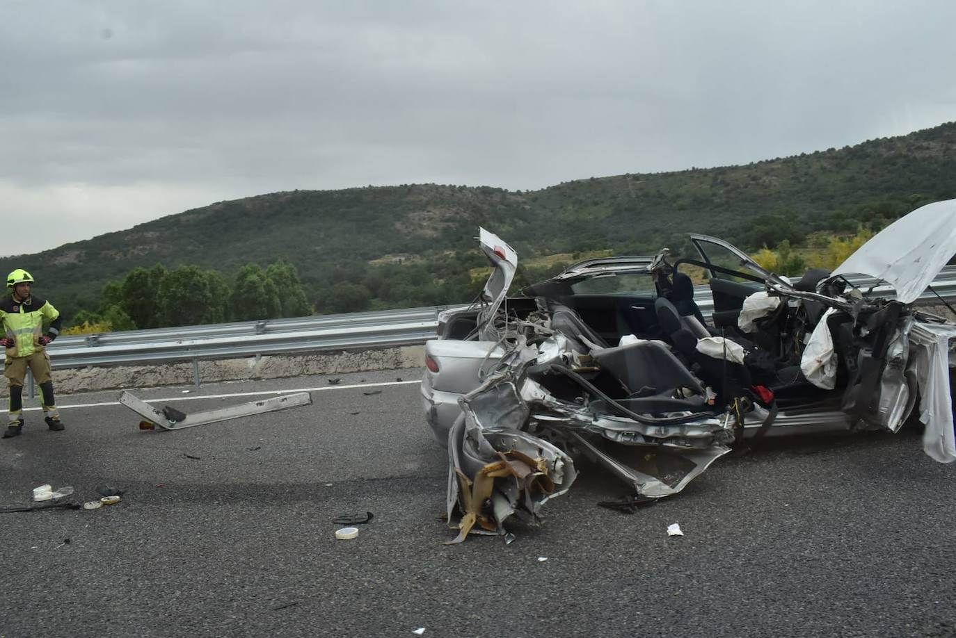 Las imágenes del accidente que ha costado la vida a un joven de Béjar en la A-66