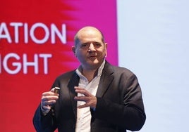Juan Manuel Barrionuevo, ayer durante su intervención en Salamanca Tech Summit.