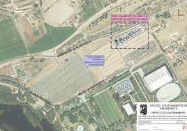 Plano de la ubicación del área de autocaravanas de Salamanca.