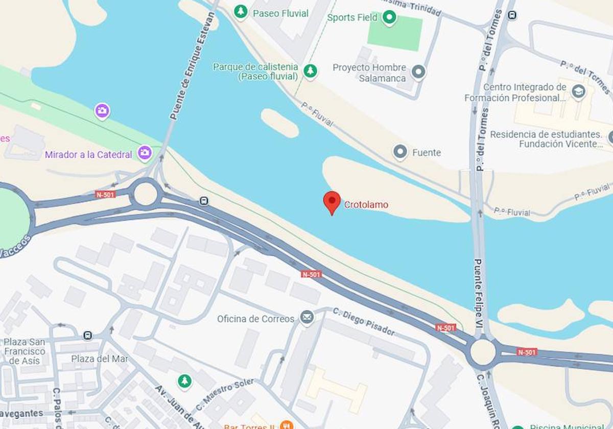 Captura de pantalla del mapa con la ubicación exacta de Crotolamo.