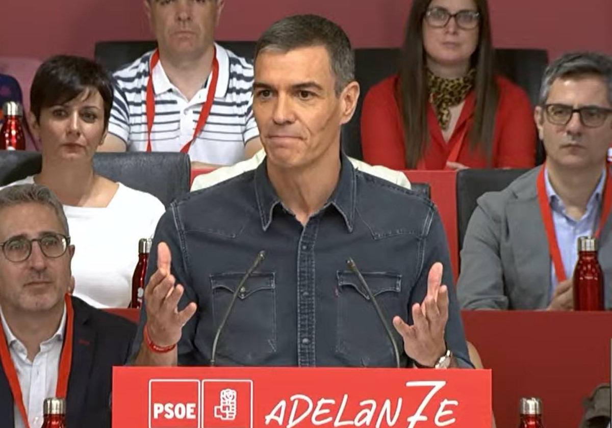 El presidente del Gobierno y secretario general del PSOE, Pedro Sánchez, durante su intervención en el Comité Federal del PSOE.