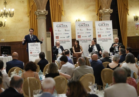 El consejero de Medio Ambiente, Vivienda y Ordenación del Territorio de la Junta de Castilla y León, Juan Carlos Suárez-Quiñones y Fernández, en el Foro GACETA de la Sostenibilidad 'La Salamanca más verde: acciones para una ciudad sostenible'.