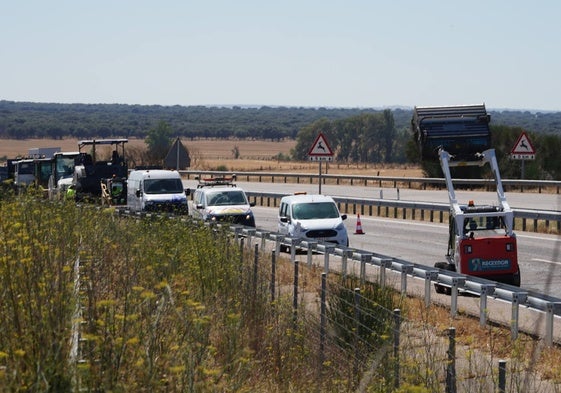 Obras de mejora del firme en el tramo de la A-62 próximo a Peñasolana.