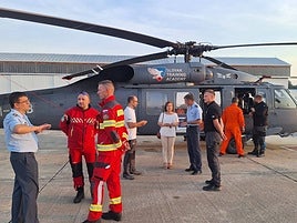 Uno de los helicópteros, en Matacán.