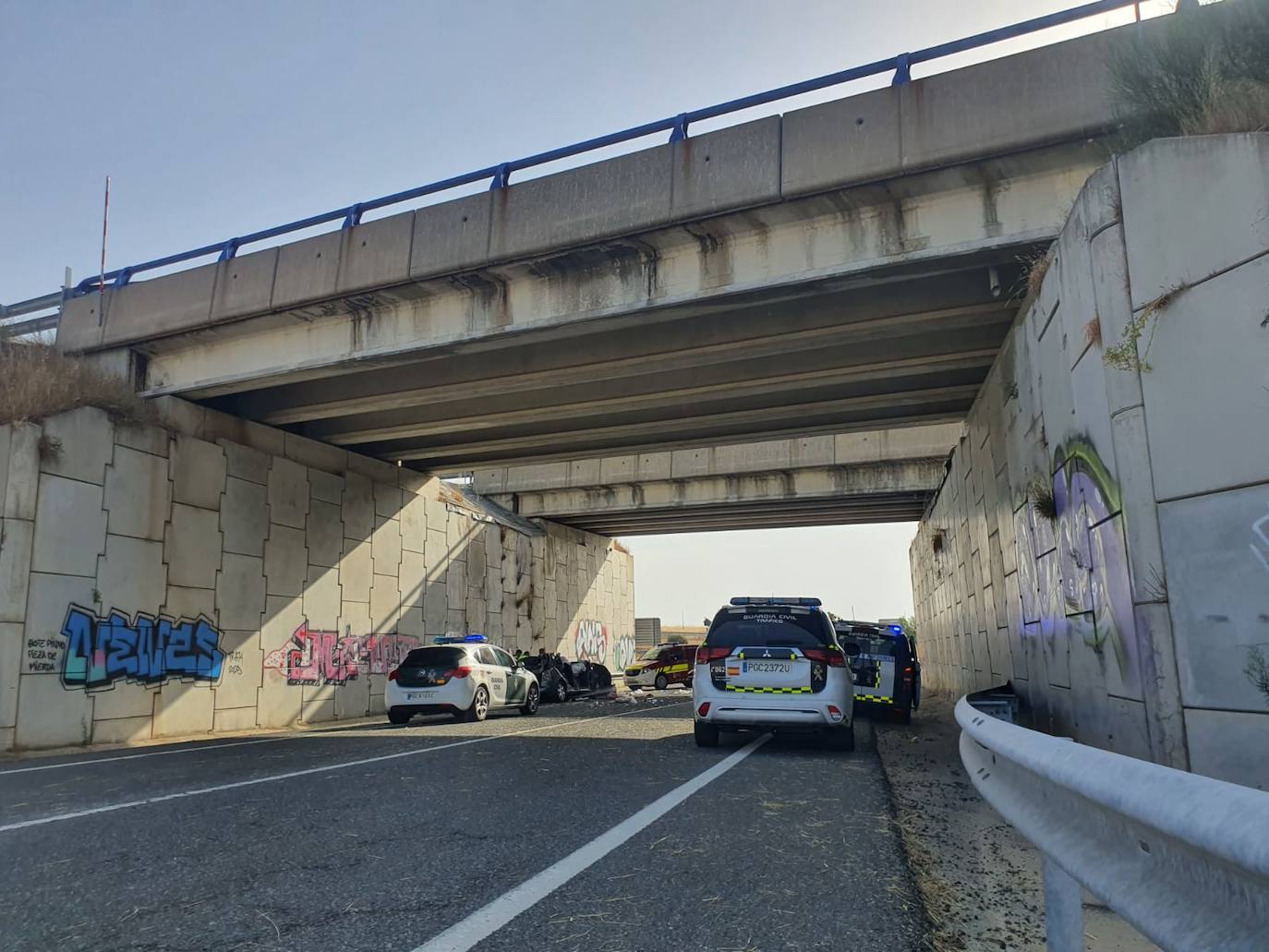 Imagen principal - Un coche se precipita desde la A-66 a la N-630 desde unos 7 metros de altura y hay una víctima mortal y cuatro heridos