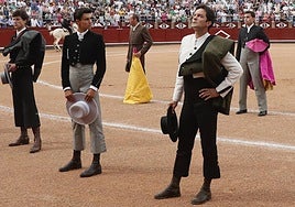Manuel Diosleguarde y Juan del Álamo, en la plaza de toros de La Glorieta.