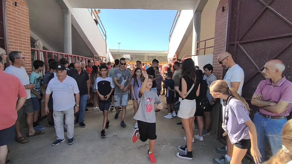 Entretenida mañana con los minibueyes en Macotera