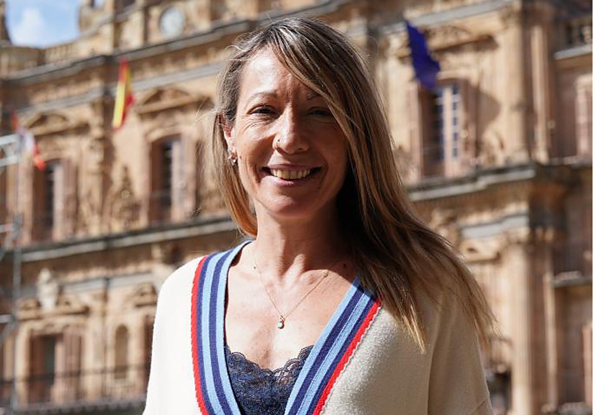 Sara Cuadrado, en la Plaza Mayor de Salamanca.