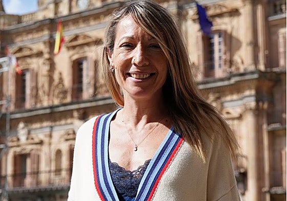 Sara Cuadrado, en la Plaza Mayor de Salamanca.