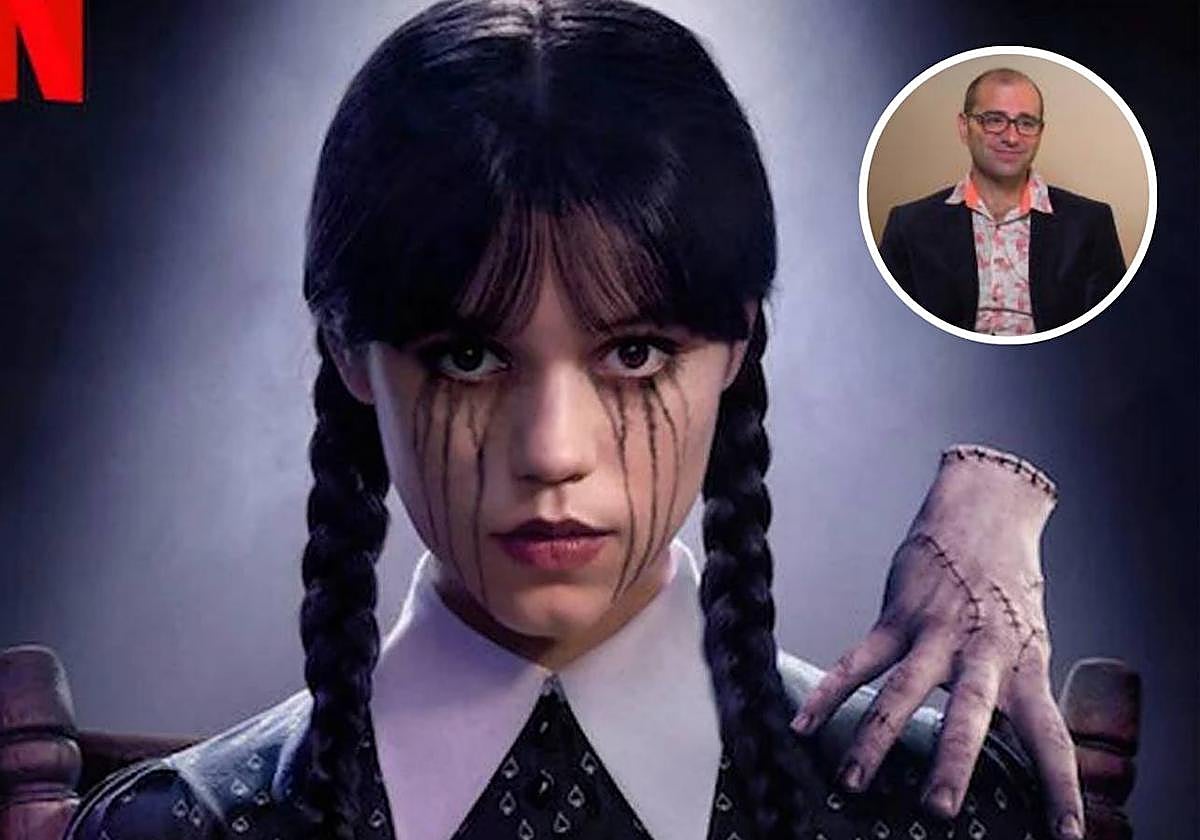 Imagen promocional de la segunda temporada de 'Miércoles'. En el detalle, Paco Cabezas.