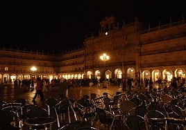 La Plaza Mayor de noche.