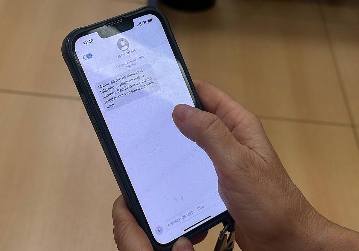 Imagen del mensaje recibido en un teléfono móvil.
