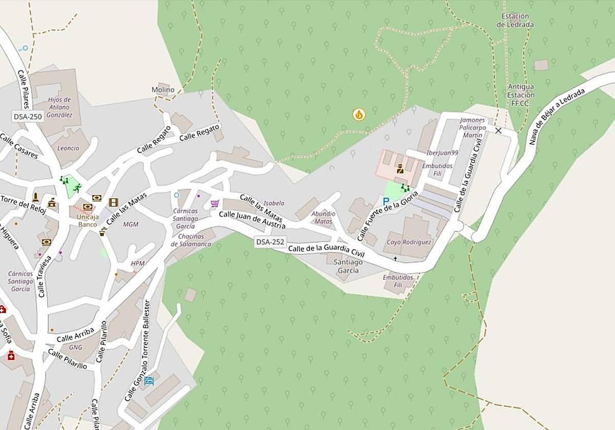 Una representación del lugar del incendio.