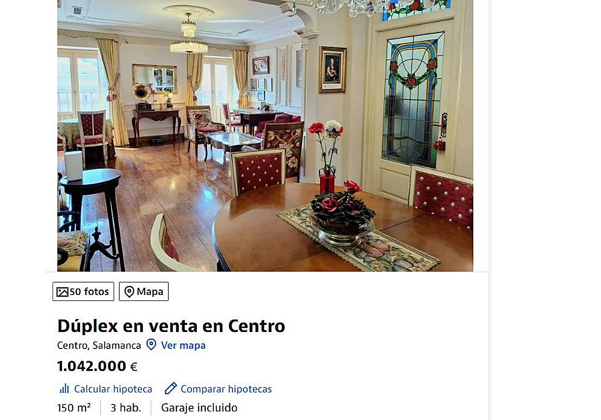 Anuncio del piso más caro de Salamanca en idealista.com.