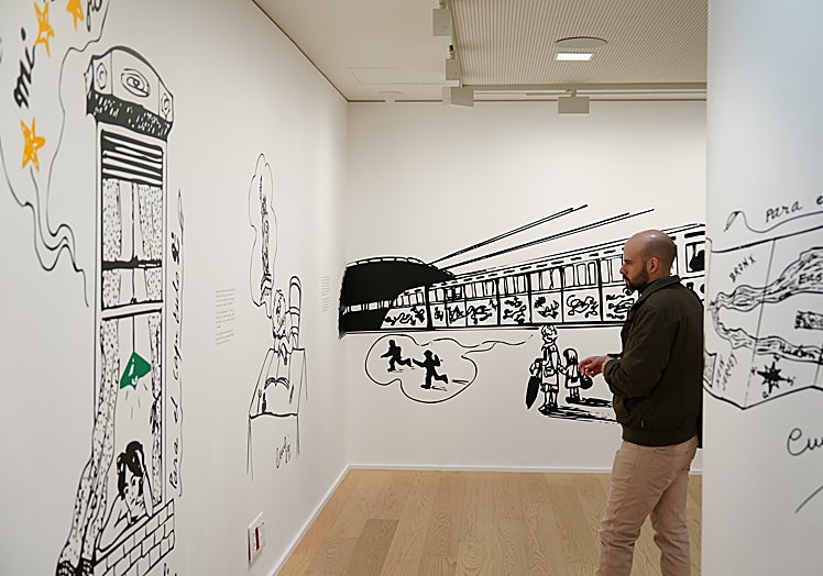 Una de las representaciones en las paredes de la muestra.